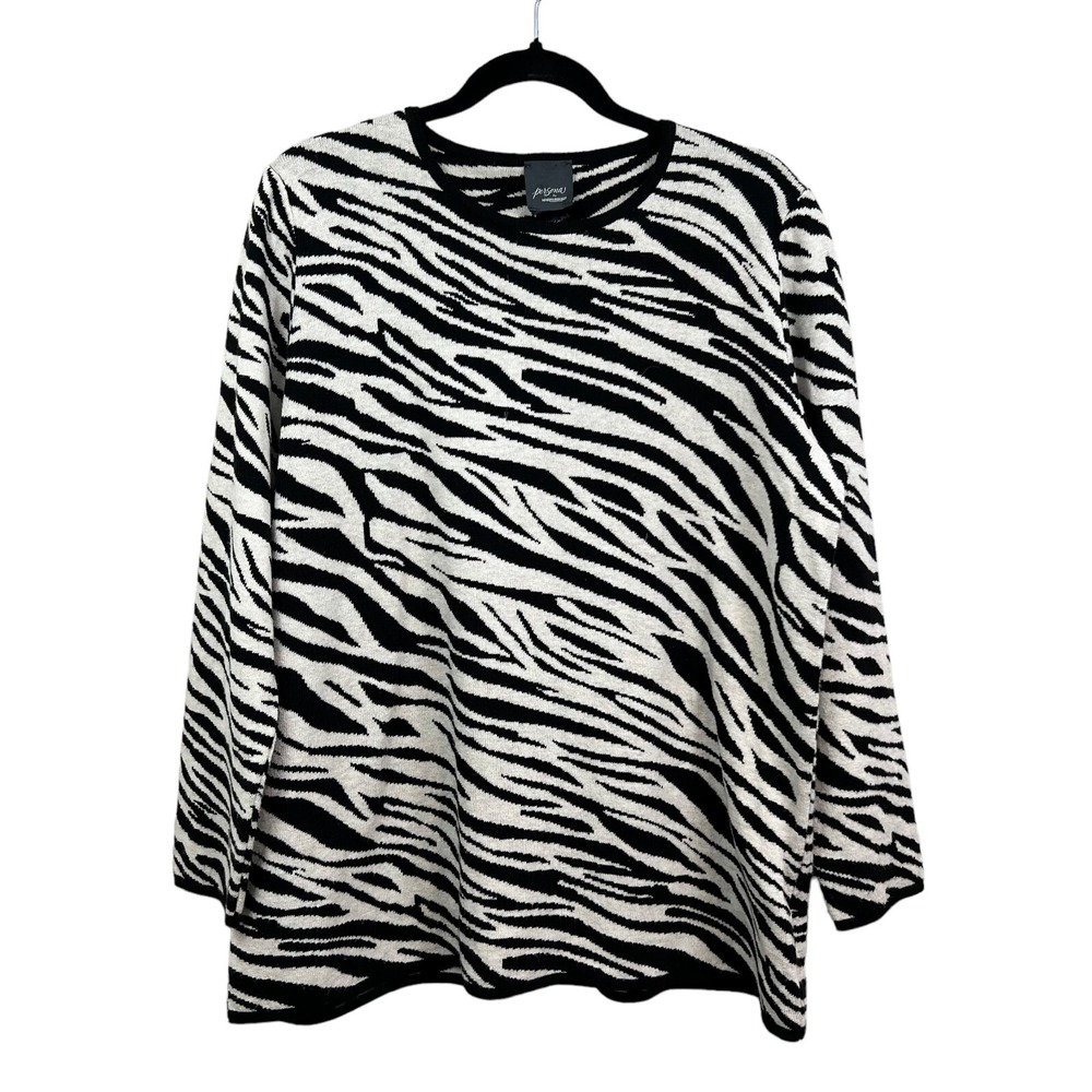 Persona Marina Rinaldi Sweater Tricot Wool Blend Animal Print Women Size M*